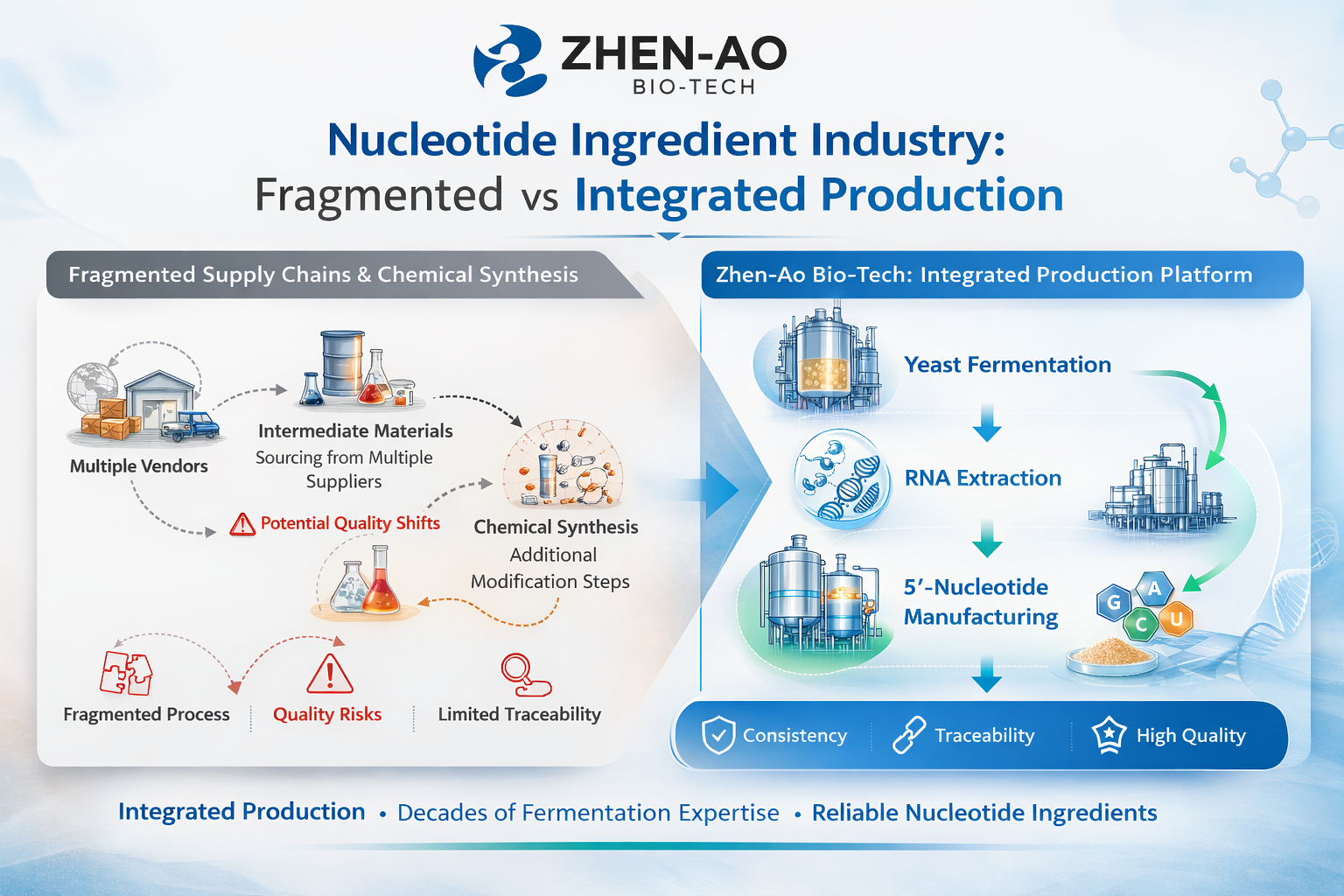 Fragmented vs Intergraded RNA to Nucleotide production