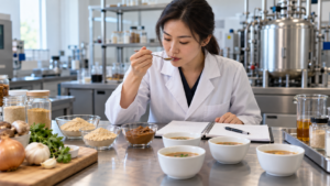 Food Scientist Tasting Experimental Soups